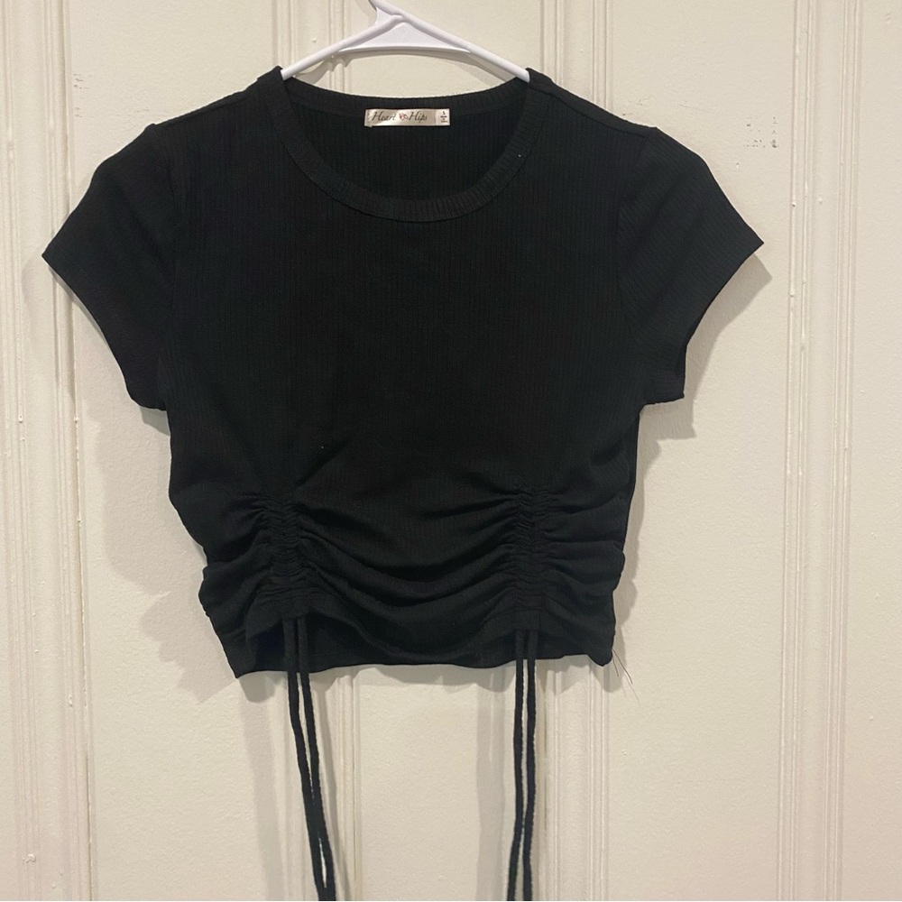 Black Ruched Crop Top